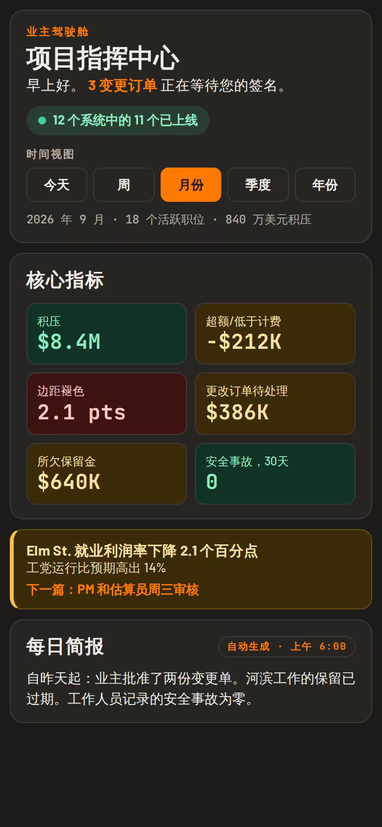 建筑和专业承包商指挥中心